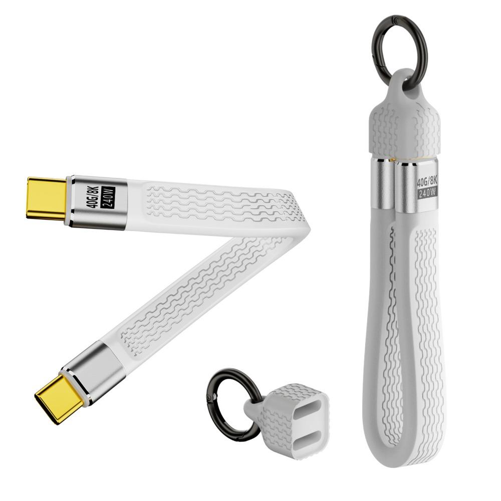 Cabo USB4 Tipo-C Universal 40Gbps PD 240W Cabo de Dados USB-C Curto Chip E-marker Fio Flexível de Placa Macia Saída de Vídeo