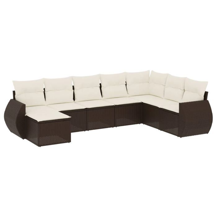 VidaXL Garden Lounge Set with Cushions 8 Pcs, Sofas with Backrest, Furniture Set, Patio Terrace Furniture, Brown 3221762