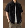 Japanese Style Summer Men's Plus Size Short Sleeve Shirt, Fat Men's Extra Large Solid Color Half Sleeve Casual Shirt