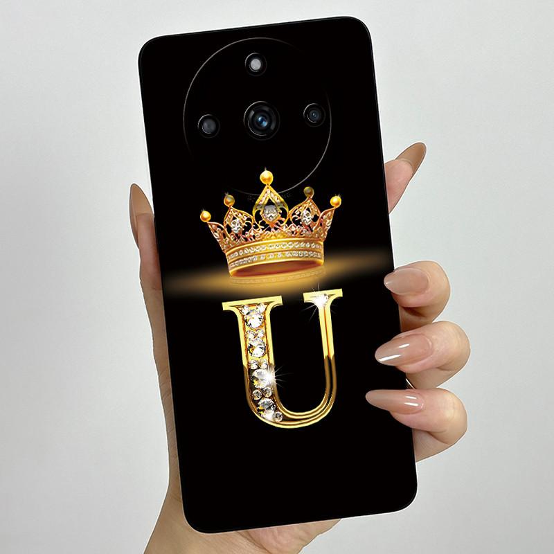 For Realme 11 Pro Plus 5G Fashion Initial Letter Couple Phone Case for Realme 11Pro 11 Pro+ Soft Silicone Lens Protective Casing