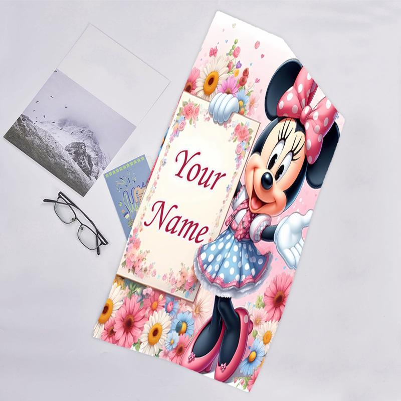 1pc Minnie5 Beach Towel with Custom Name, Beach/Swimming/Bath/Picnic/Camping Towel, Suitable for Seaside Beaches