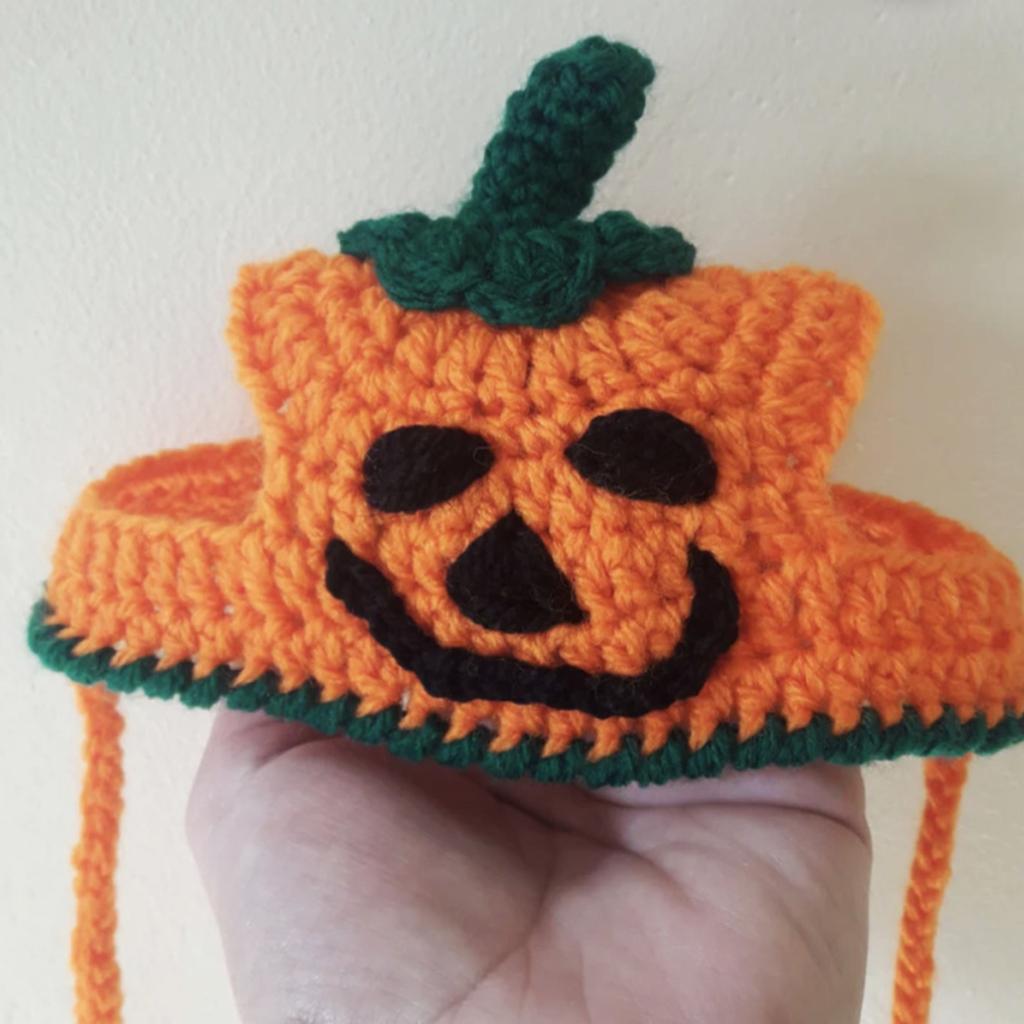 Small Dogs Pumpkin Hat for Halloween Novelty Cat Knit Hat Photography Outfit Small Dog Cosplay Costume Cap Festival Hat