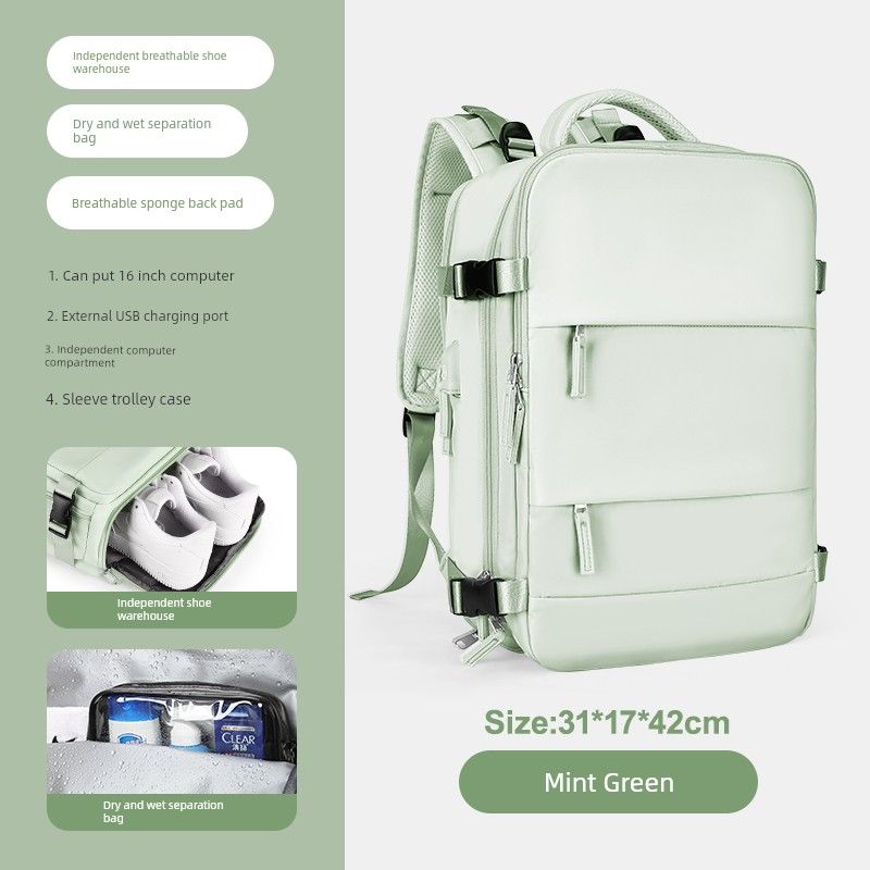 

Дорожный рюкзак Женский Повседневный Посадочный Большой Вместимости Рюкзак для Командировок Легкий Рюкзак для Компьютера Школьный рюкзак Мужской Mint Green
