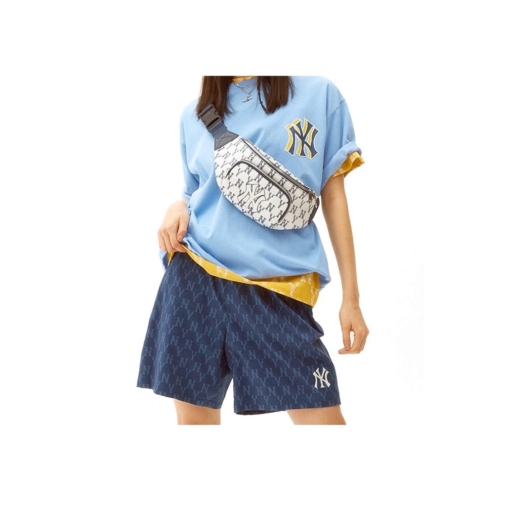 New MLB Monogram Collection Nylon Fanny Pack, Shoulder Bag, Crossbody Bag Regular Unisex White Blue 32BGCR111-50N