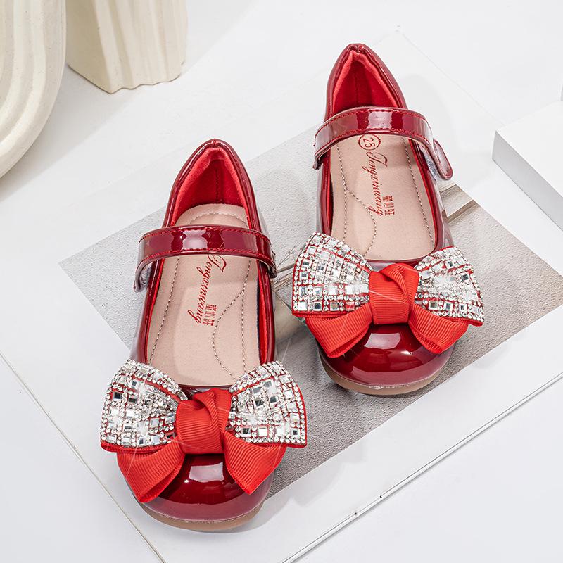 

Girls Red Bowknot Mary Janes - Spring/Autumn Non-slip Princess Flats 27 чорний