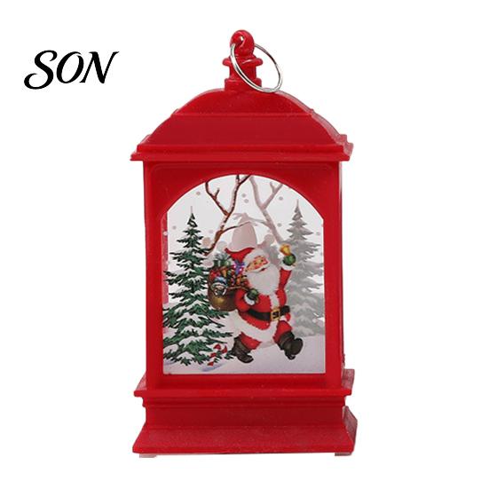 Vintage Style Mantel Lighting Christmas Lantern Night Light, Rectangular Glowing Tabletop Decor for Storytelling Scene Light Party, Flameless