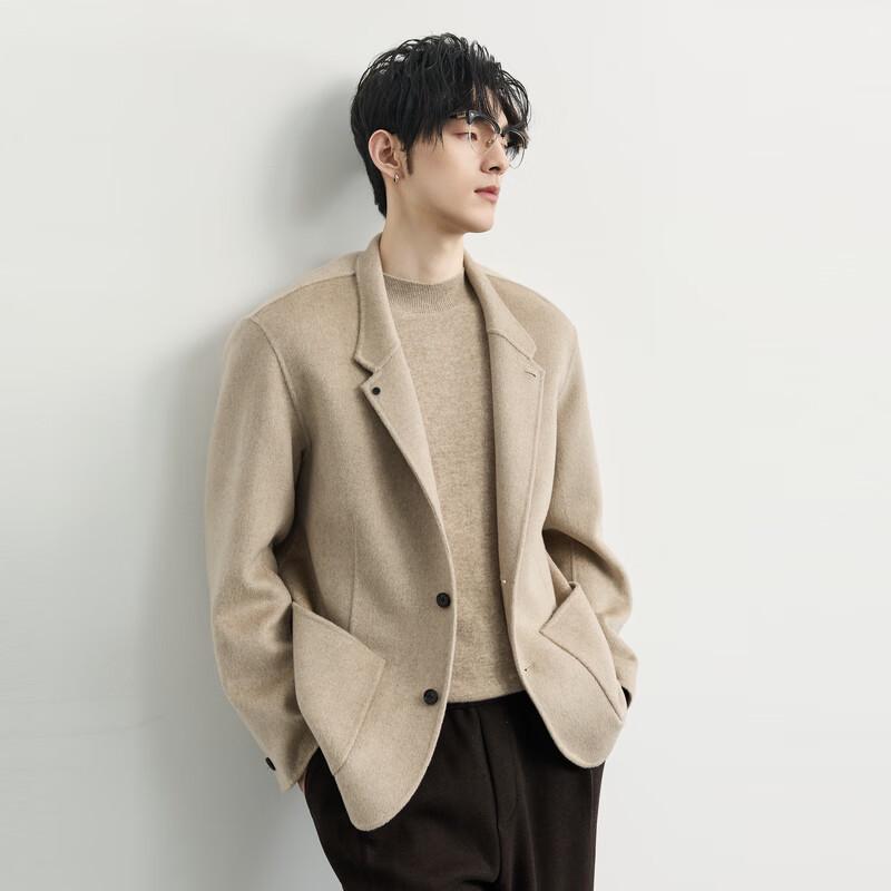 Men's New Chinese-Style 100% Wool Double-Sided Stand-Collar Suit Jacket