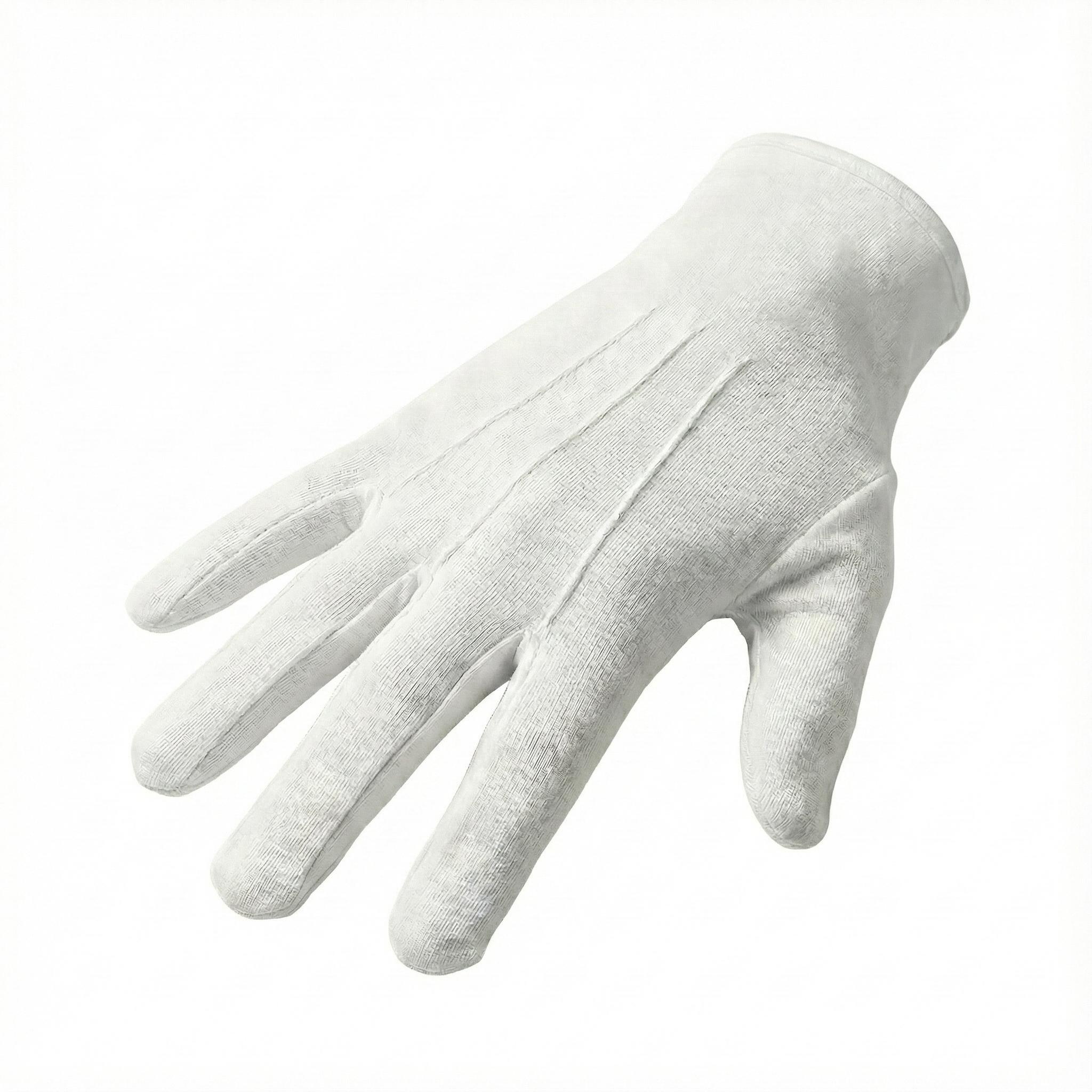 

Hamilton Kilts White Cotton Working Gloves Dressing Hospitality Parade Freemason Military Police Funeral Glove XL