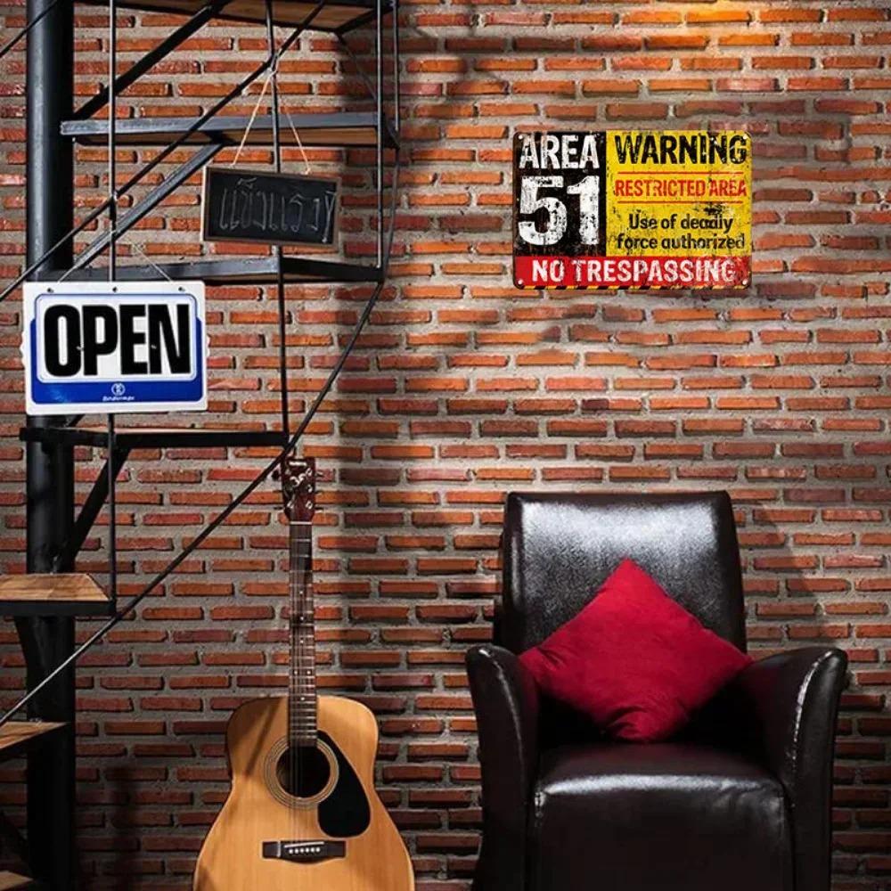 1pc 8x12 Inch Warning Sign: Zone 51 Vintage Metal Tin Signage, Warning of Danger and No Trespassing, for Wall Decoration Impact
