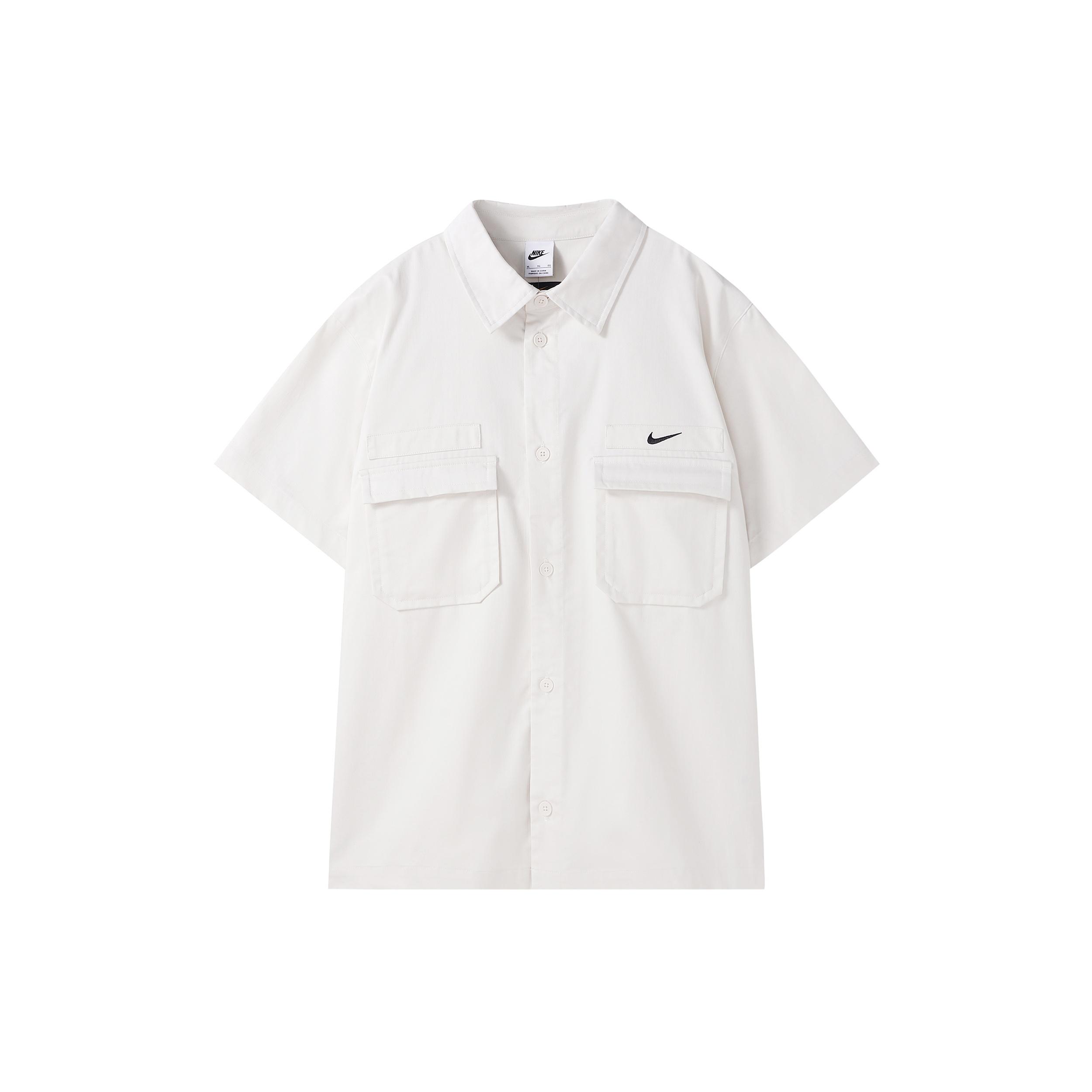 Nike Life Woven Military Short-Sleeve Button-Down Shirt White Men s DX3341-030 XL