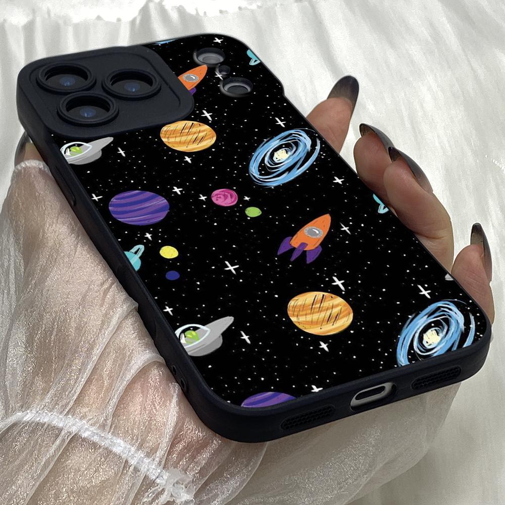 M284 Black White Moon Stars Space Astronaut art Angel Eyes Soft Phone Cases for iPhone Samsung Xiaomi Rdemi Huawei Honor Infinix Realme OPPO All Model