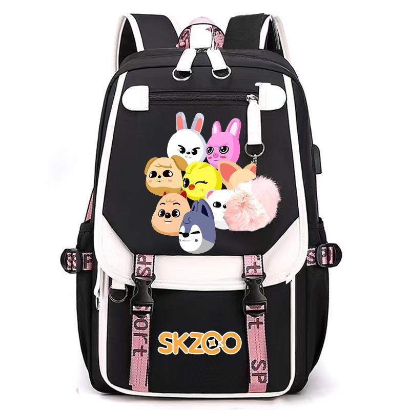 Korean Stray Kids Backpack Student Bag Men'S And Women'S Fashion Backpack Travel Bag Usb Computer Bag