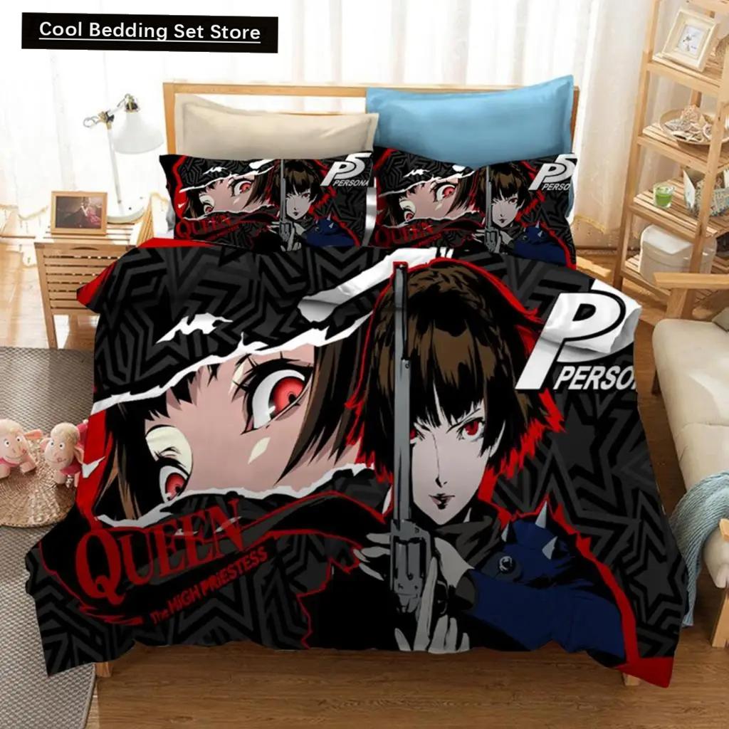 Fashion 3D Print Persona 5 P5 Anime Game Bedding Set Double Twin King Duvet Cover Comforter Pillowcase Boys Girls Adults Bedroom