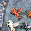 1/4Pcs Fashion Flying Horse Brooches For Women Men Cute Animal Pony Badge Pins Clothing Bag Accessories New Year Gift