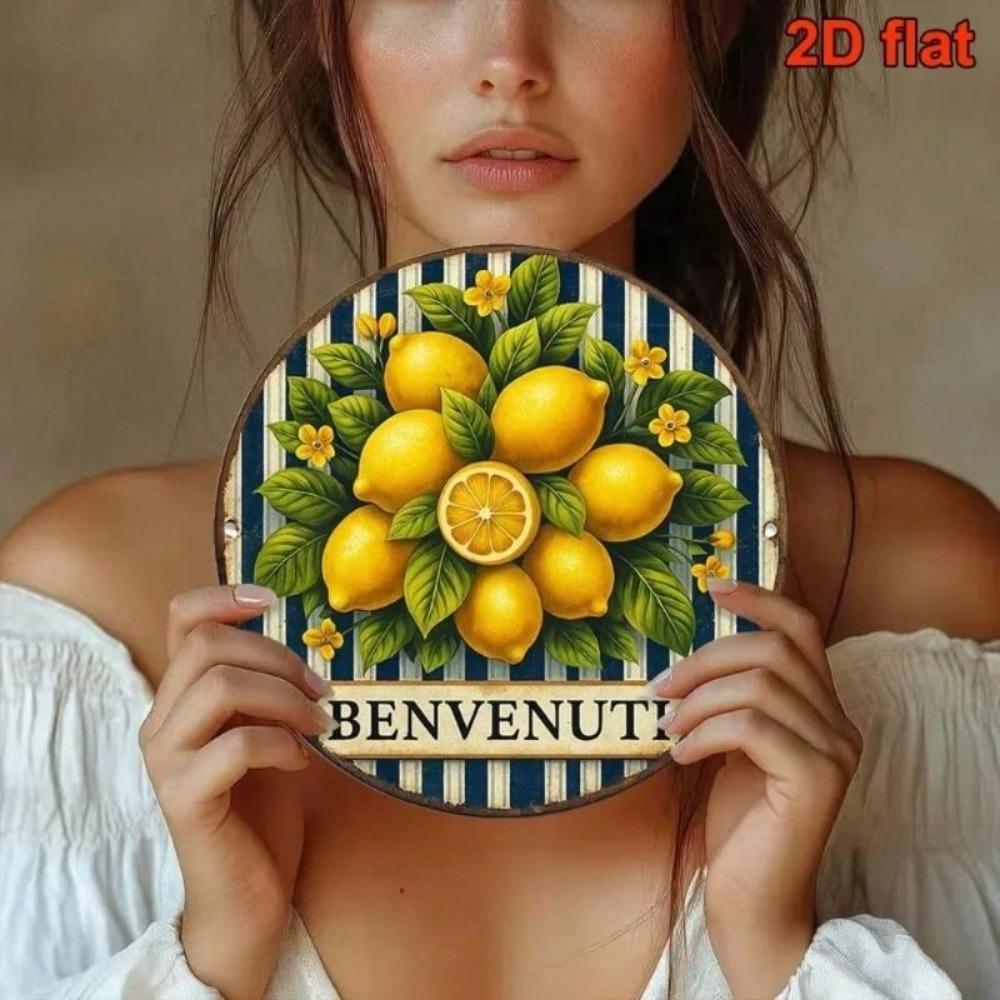 Arte da Parete in Metallo Limone Retrò Decorazione Cucina Vintage Italiana