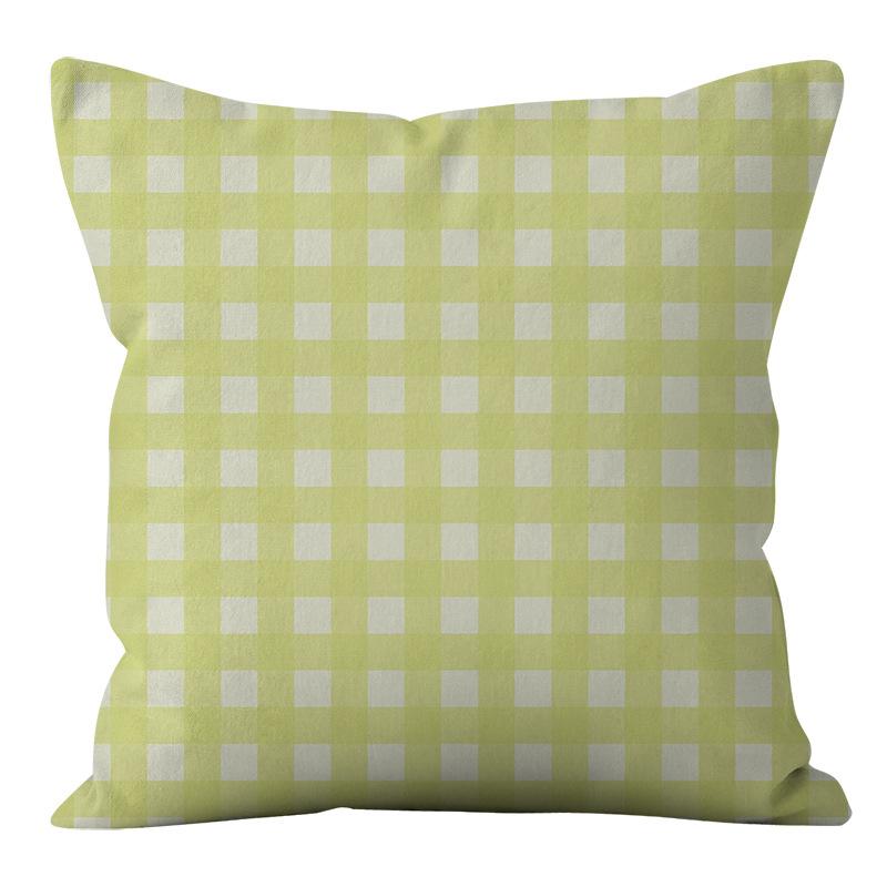 Small Clear Green Geometric Flower Print Pillowcase Short Velvet Cushion Living Room Sofa Pillowcase