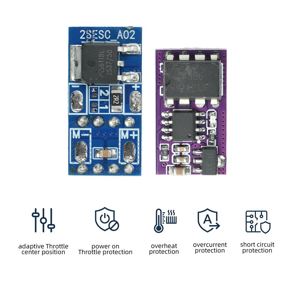 1S 1S 1S LiPo Mini Brushed ESC 7.1A Bidirectional Electronic Speed Controller with Brake Overheat Short Circuit Protection BEC