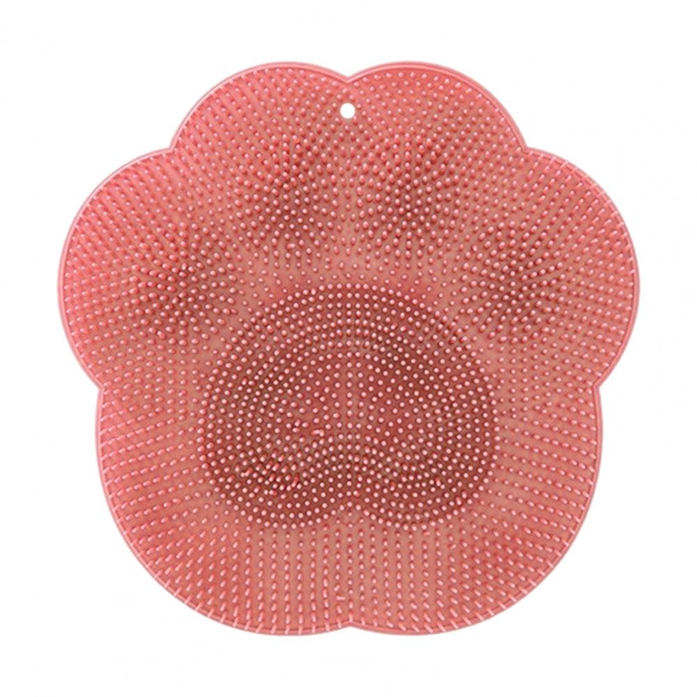 

Bathing Foot Mat 30x30cm Soft Bristles Exfoliation Cleansing Shower Foot Mat with Suction Cup Bathroom Flexible Bath Body Brush рожевий