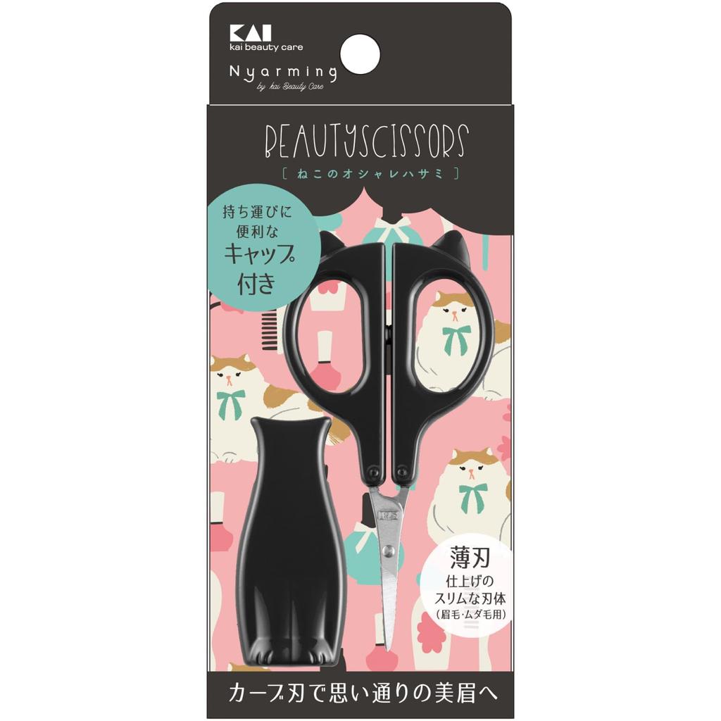 Kai Corporation HC2201 Stylish Cat Curved Thin Eyebrow Hair Made in Japan Scissors, Blade, Blade, Scissors, Removal,