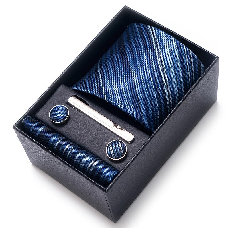 Cravatta Uomo Sposo Matrimonio Compleanno Regalo Per Ragazzi alla Moda Formale Casual Cravatta Asciugamano da Taschino Set Scatola Regalo