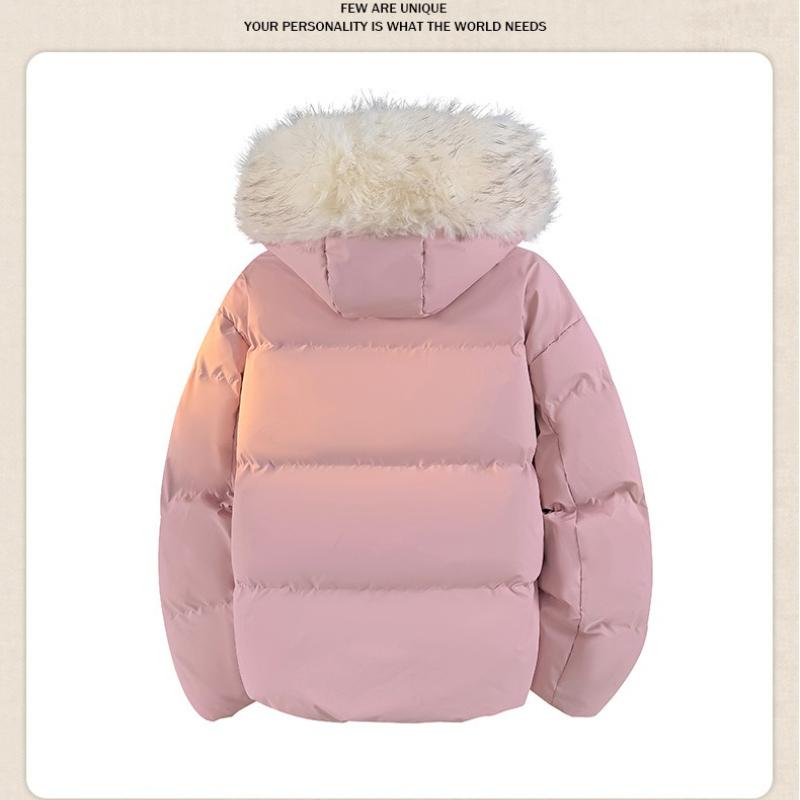 Hooded Cotton Jacket Men Women Thick Fur Collar Bread Coat Winter Short Parkas Outwear Cotton Jacket