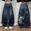 RogueWave Yeni Retro Amerikan Sokak Hip-hop Bol Kot Kadın Y2K Harajuku Yüksek Bel Geniş Paça Pantolon Gotik Geniş Pantolon Sokak Pantolonu