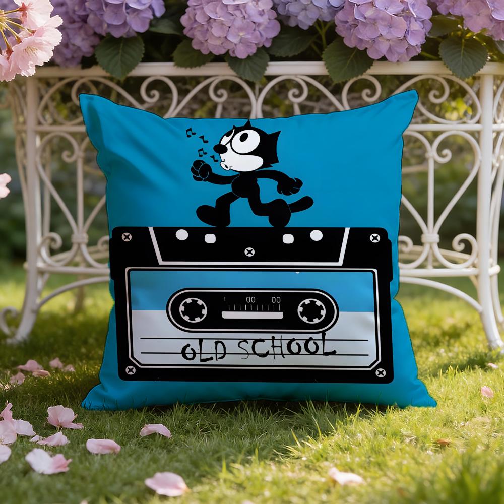 Cartoon F-Felix the Cat Cushion Cover Home & Car Dual-Scene Pillow Cover: Reversible for Premium Comfort