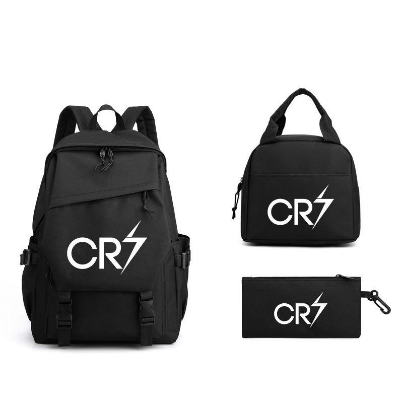 Sports Football Star Printed Youth Primary And Secondary School Student School Bag Three-Piece Men S And Women S Backpack
