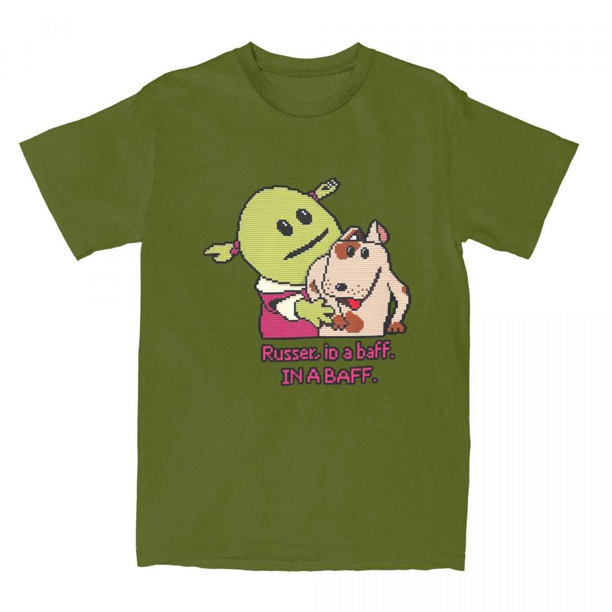 

Nanalan Mona And Russer T-Shirts Men Cartoon Meme Vintage Cotton Tees Crew Neck Short Sleeve T Shirts Plus Size Tops 4XL