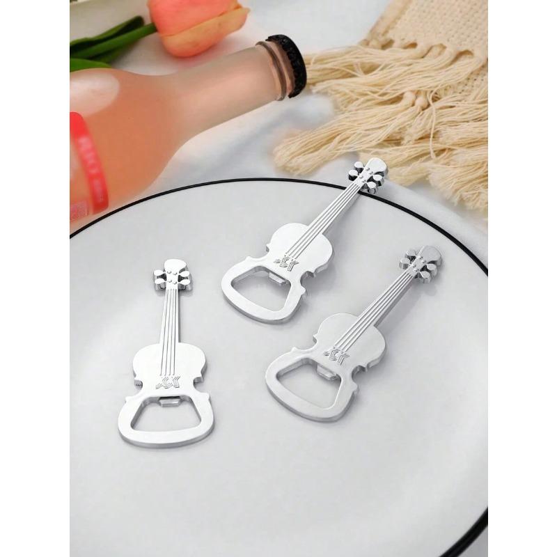Zinc Alloy Simulated Guitar Beer Bottle Opener One-size серебряный