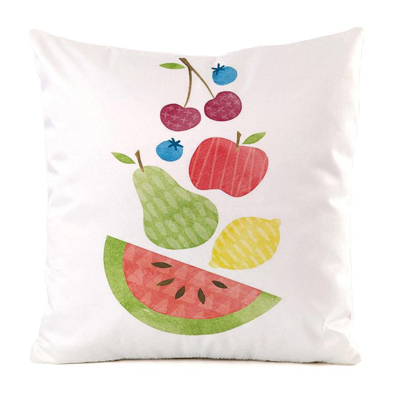Fruit And Vegetable Hand-Painted Series Digital Printing Short Plush Pillow Covers For Car Sofa Office Cushion Cover Home Goods