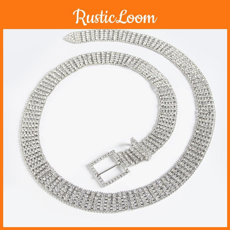 Stylish Silver Water Drilled Waist Chain For Ladies Trendy Body Accessory