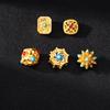 Ancient Gold Openwork Spacer Beads with Inlaid Blue Beads