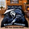 Scream Ghostface Custom Name 3Pcs Bedding Set 1 Bed Sheet 2 Pillowcases Bedroom Home Decor