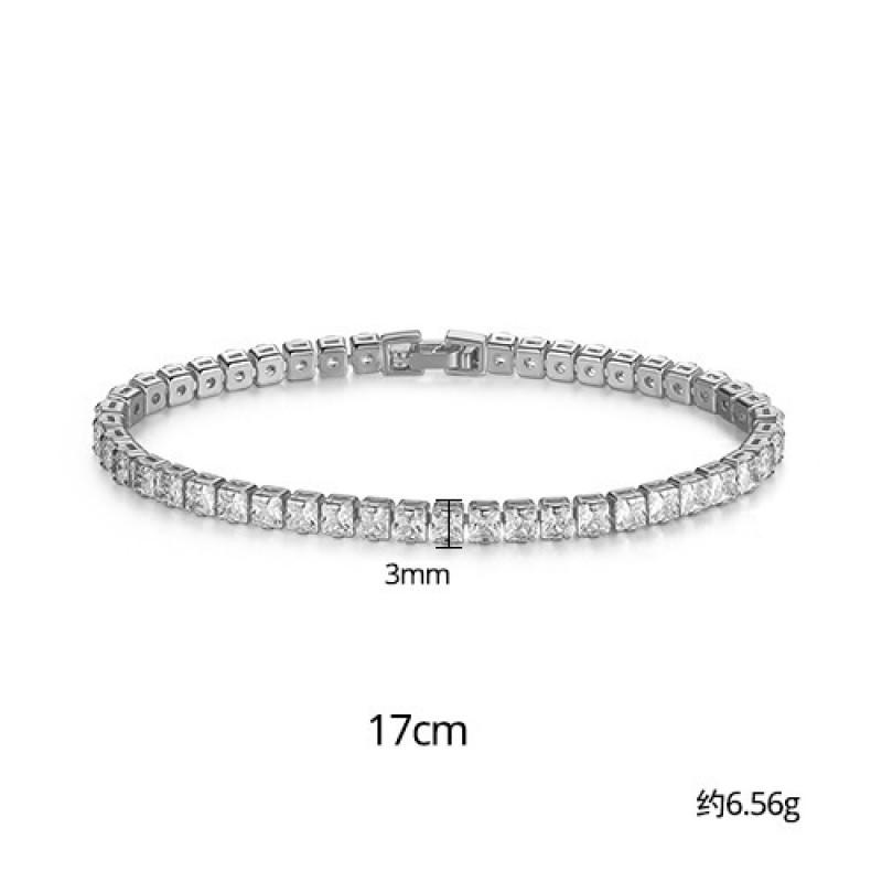 Elegant Zircon Tennis Bracelet Women Minimalist Geometric Design Electroplated Copper 17cm 19cm Lengths INS Style Luxury