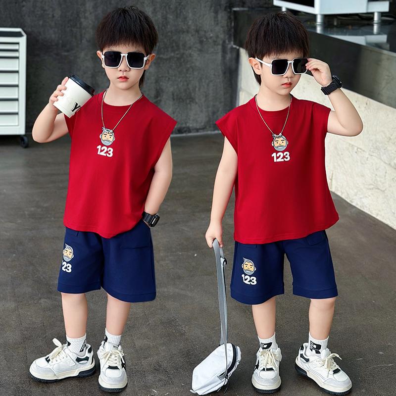 Boys' Summer Vest Set 2026 New Children's Clothing Korean Style Boys' Summer Clothing Boys' Baby Thin Sleeveless Clothes