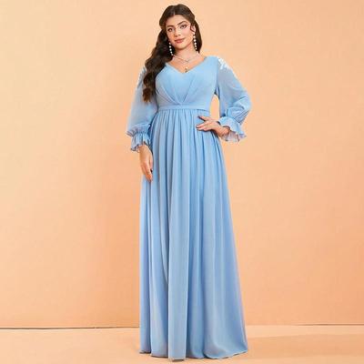 Elegant Plus Size Blue Evening Gown for Women - Perfect for Choir, Host, or Solo Performances