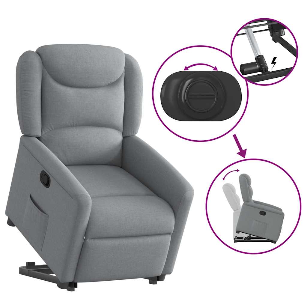 Recliner with Rising Function Light Grey Fabric