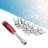9Pcs Replaceable Wrench Set Flexible Head 180° Rotating Torsion Wrench with Handle