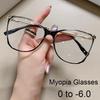 Blue Light Blocking Cat Eye Glasses TR90 Metal Spring Hinge Nearsighted Eyewear for Women Men -1.75 To -6.0