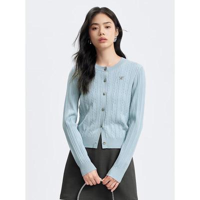 Taipingniao Women's Soft Knit Round Neck Cardigan