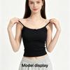 Women's Ribbed Lace Camisole with with Built-in Bra Pads and Buttons,Slim Fit Tank for Women
