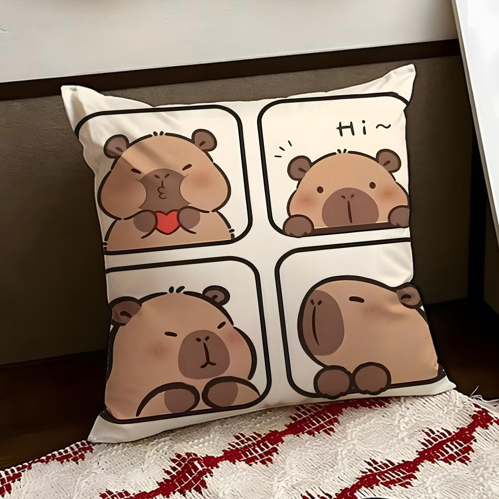 Cute CCapybara Cushion Cover Reversible Soft Durable Pillow Cover Home  Car MultiScene Use for Daily Comfort