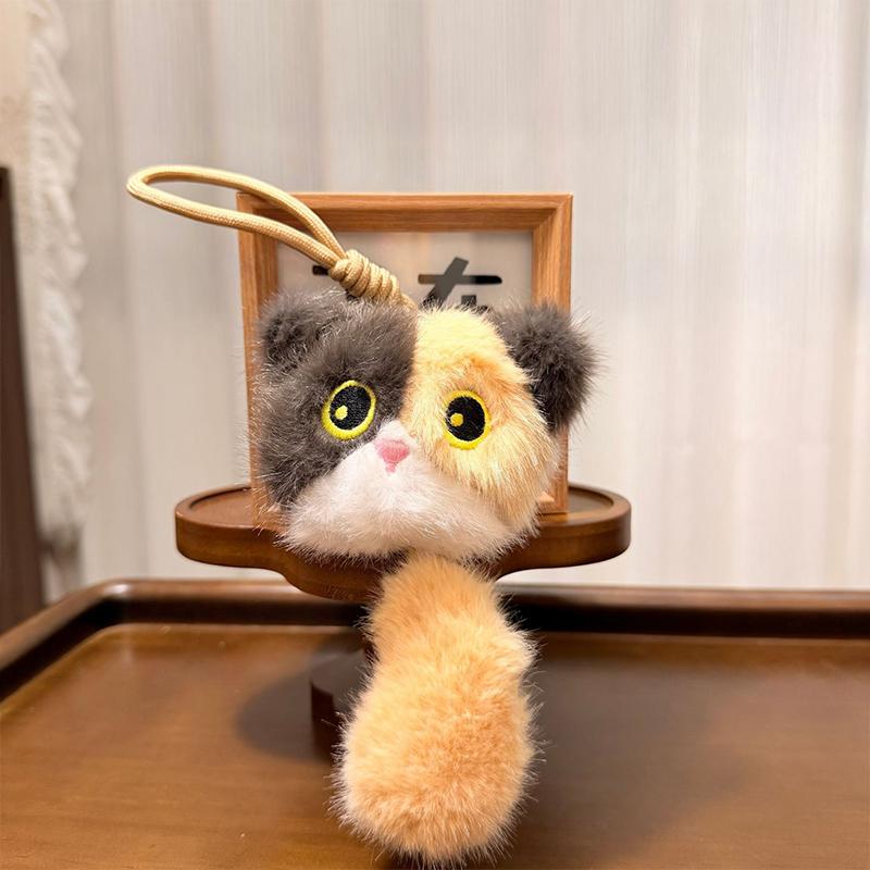 

Милая плюшевая кукла-кошка, игрушка, брелок для женского рюкзака, подвеска в машину, аксессуары, подарки