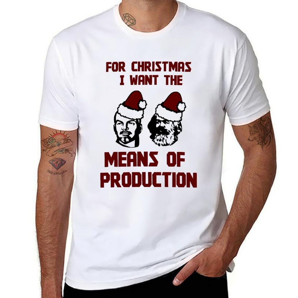 Zu Weihnachten möchte ich die Produktionsmittel Lenin Marx T-Shirt T-Shirts für Unisex Grafisch Lustiges Unisex T-Shirt Grafisches T-Shirt