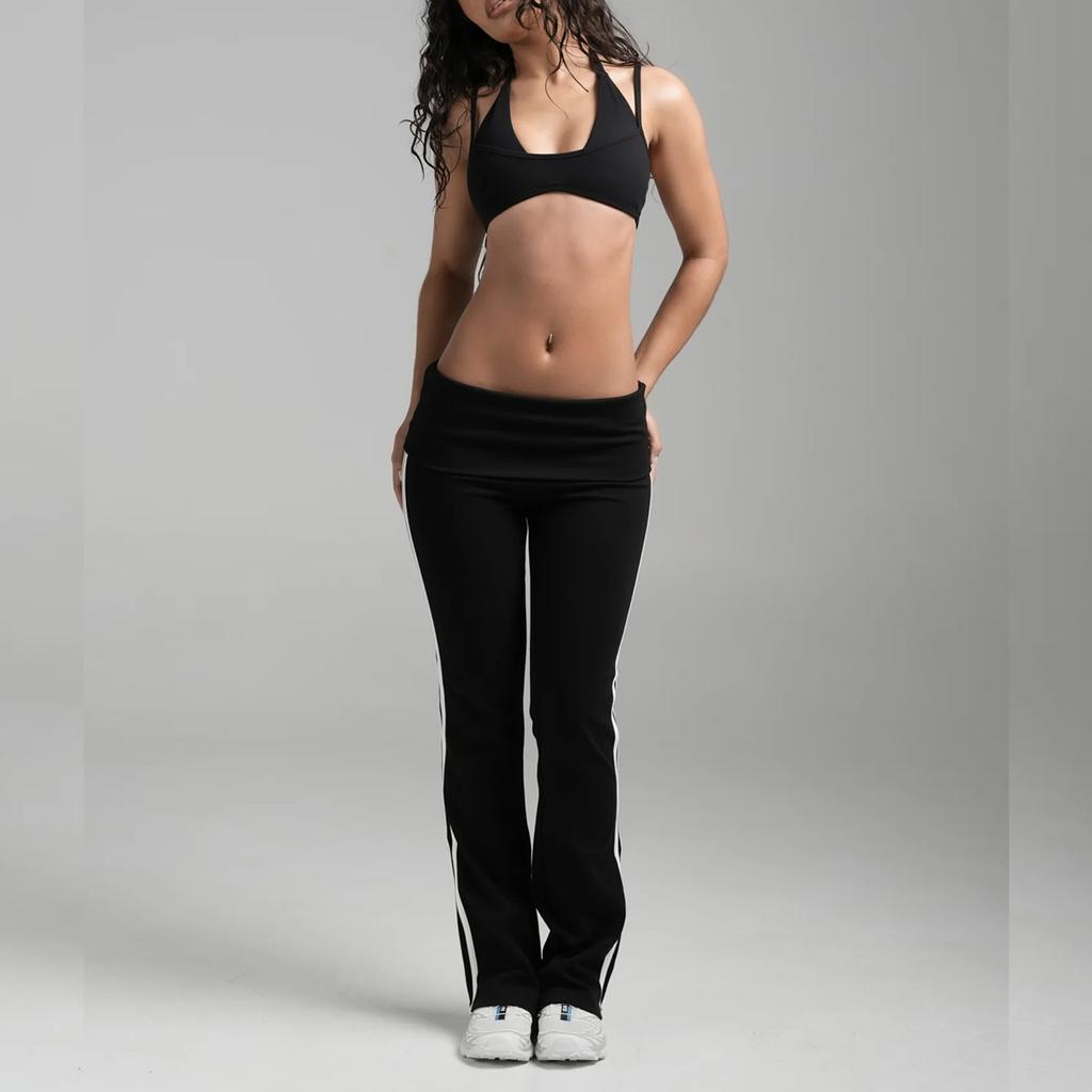 Yoga suit, trousers folded waist, flared pants, beauty back, bra, underwear, running Pilates two-piece set