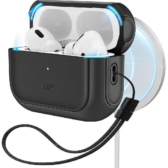 

Чехол ESR для AirPods Pro 2, Совместим с чехлом Airpods Pro 2-го / 1-го поколения (2023/2022/2019), Совместимо с MagSafe, Полная защита от падений A-Black