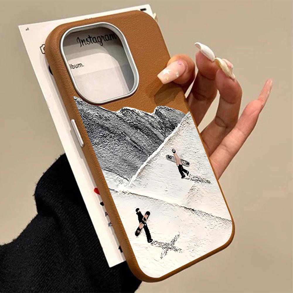 Snowboarder Mountain Pattern Phone Case For iPhone 17 16 Pro Max 15 14 13 12 11 Pro 17 Air 14 15 Plus Shockproof Soft Cover