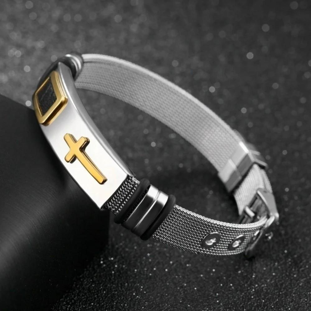 Stainless Steel Religious Bracelet Adjustable Fashion Bracelet Unique Men's Jewelry  Friends