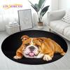 Cute French Pit Bull Dog Pet Pup Round Area Rug,Carpet for Living Room Children's Bedroom Sofa Playroom Decor,Non-slip Floor Mat